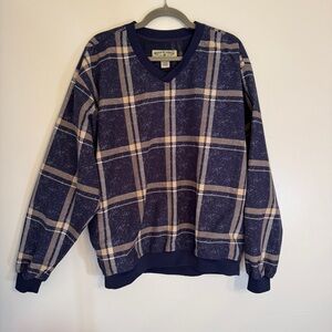 Boca Classics Club Golf Blue Plaid Pull Over Wind Breaker Size M